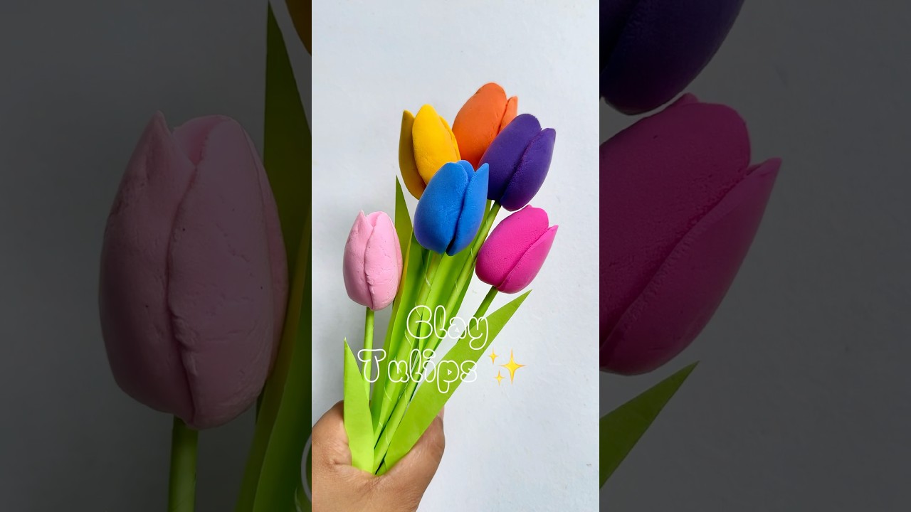 DIY Tulip Flowers by clay with spoon _shorts _easy _love _sompaartandcraft