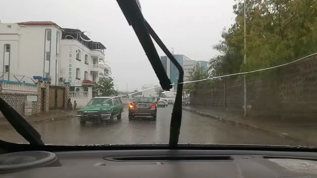 Very beautiful driving in the streets of Djibouti on a rainy day 🌧