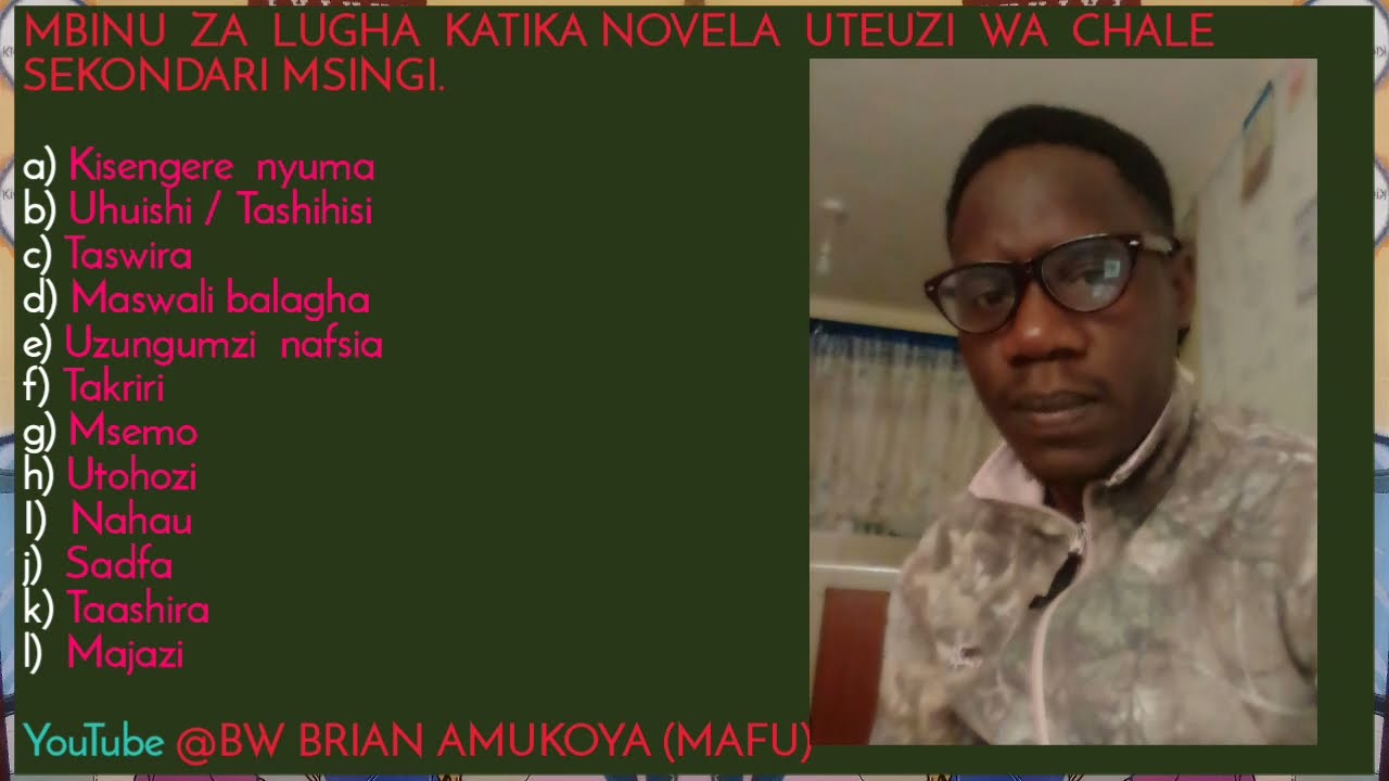 MBINU  ZA LUGHA KATIKA NOVELA UTEUZI  WA  CHALE  CBC#kiswahilirahisi