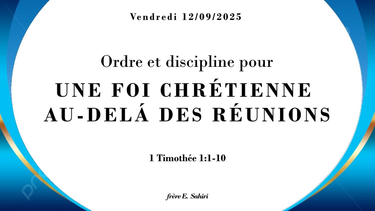 Ordre et discipline pour vivre une foi chr&eacute;tienne au-del&agrave; des r&eacute;unions