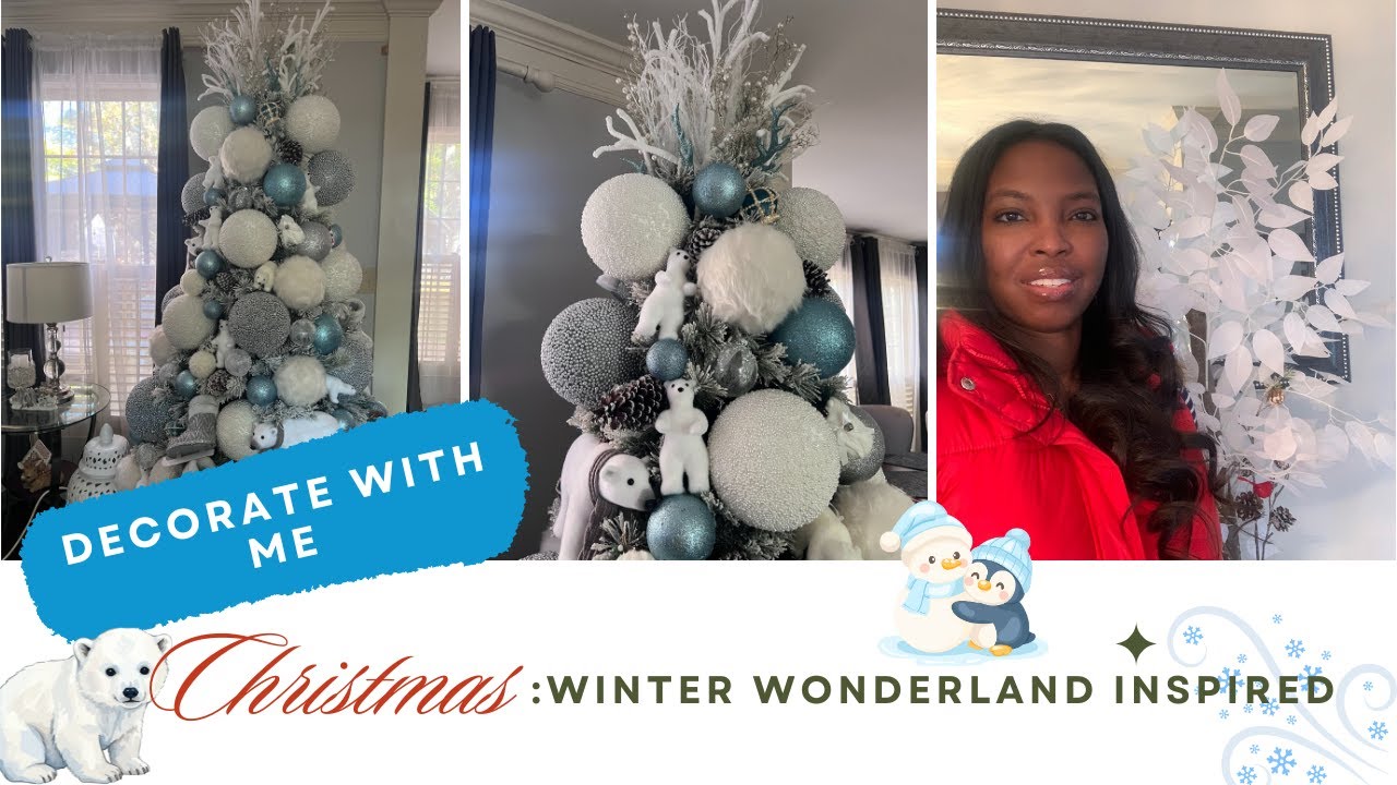 Elegant Winter Wonderland Christmas Tree Decorate with Me | Polar Bear Inspired| cozy Ambient Music