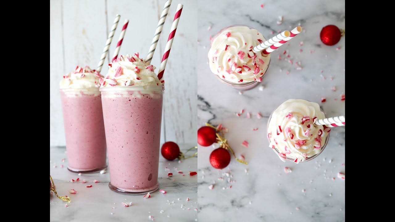 Jordbærmilkshake Med Candy Cane - Julemilkshake - Juleopskrift - One Kitchen DK