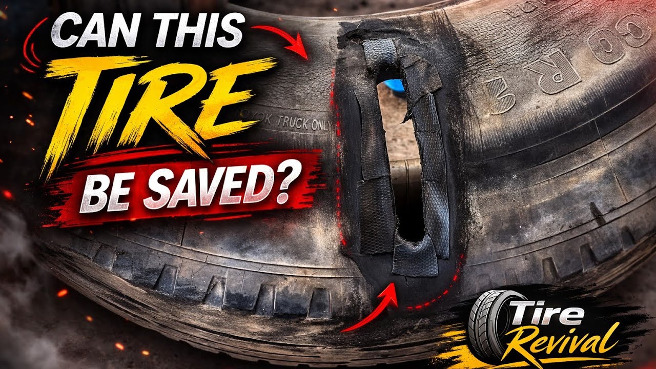 This Tire Looked Destroyed. But We Brought It Back to Life!”#TireRepair #TruckTireFix #Tire #TireFix