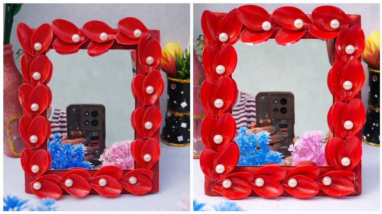 Handmade mirror decoration ideas ll easy mirror craft ll broken mirror craft ideas 