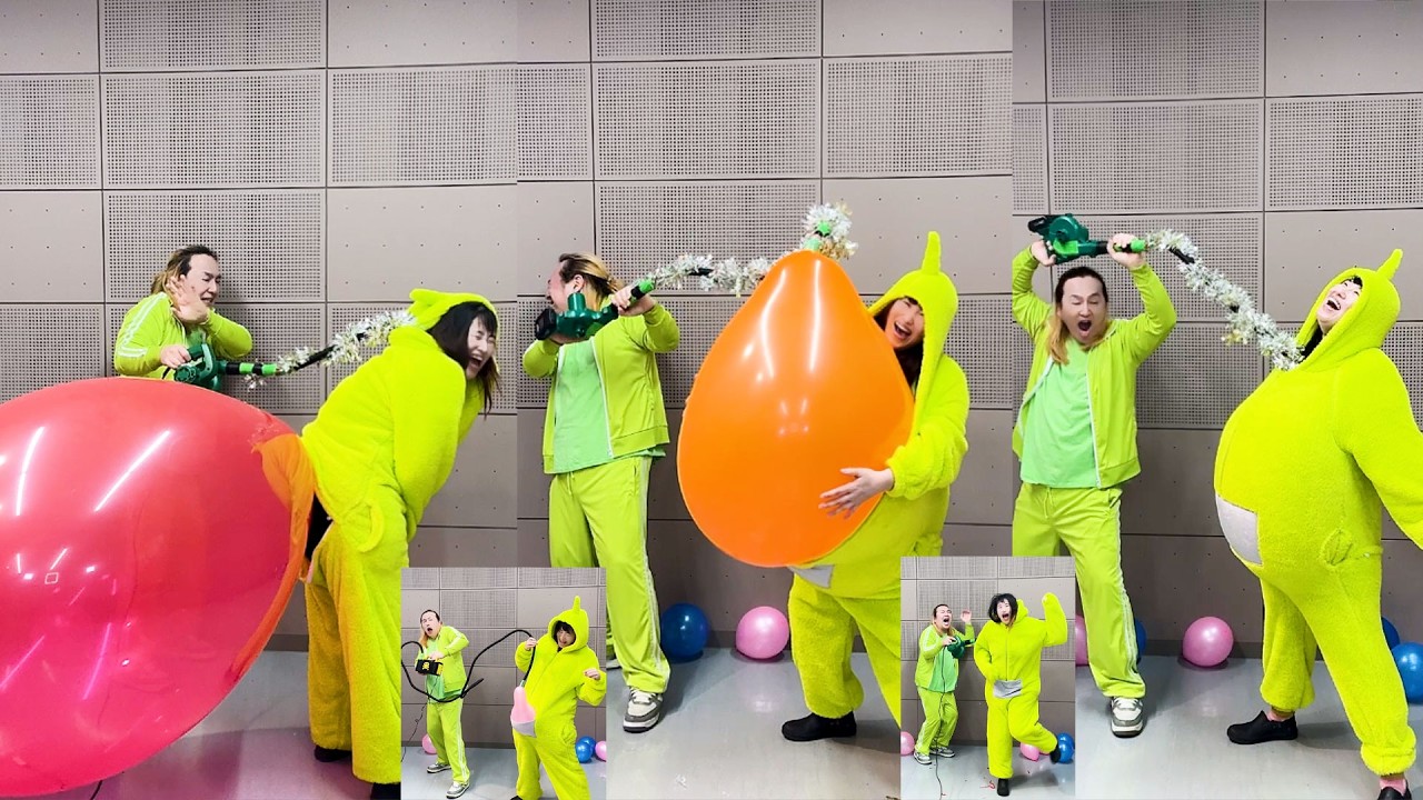【放送事故】巨大風船を服の中で膨らませたらチャックが破壊された…!? Giant Balloon Popping : Zipper Fail!