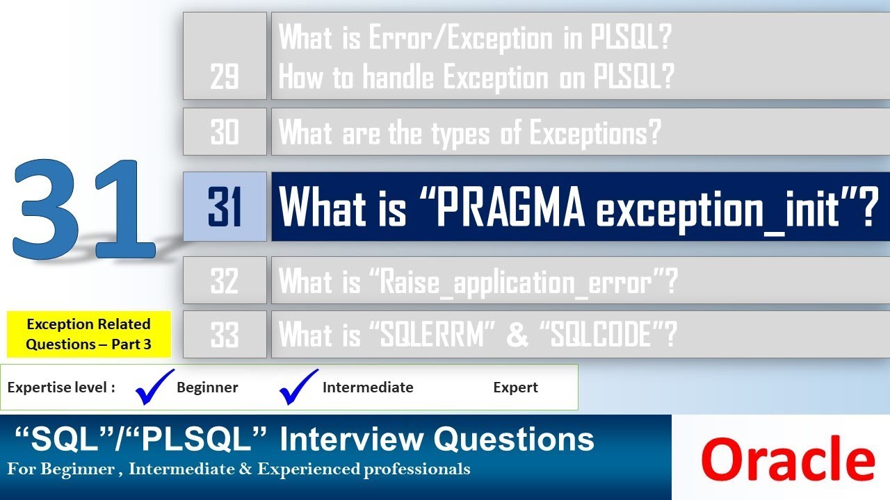 Oracle PL SQL interview question What is pragma Exception Init
