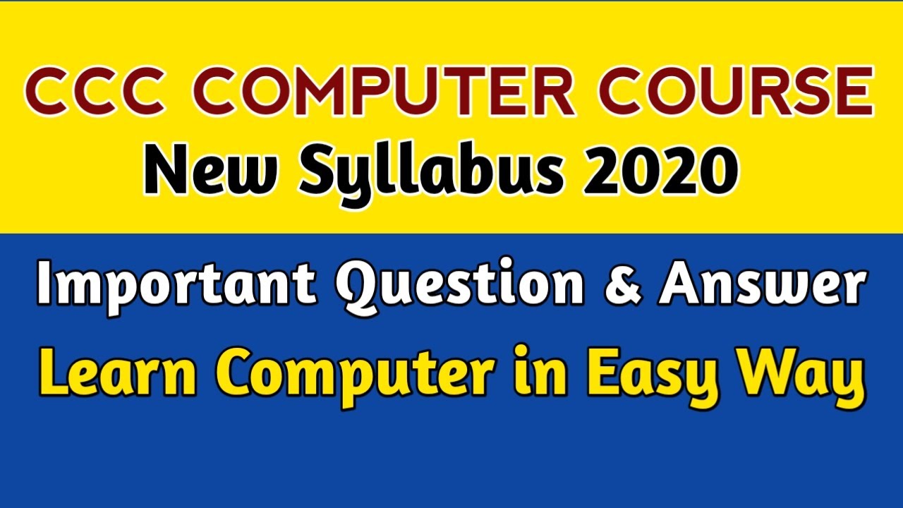 Most Important Questions | CCC Computer Course in English | CCC Question and Answer