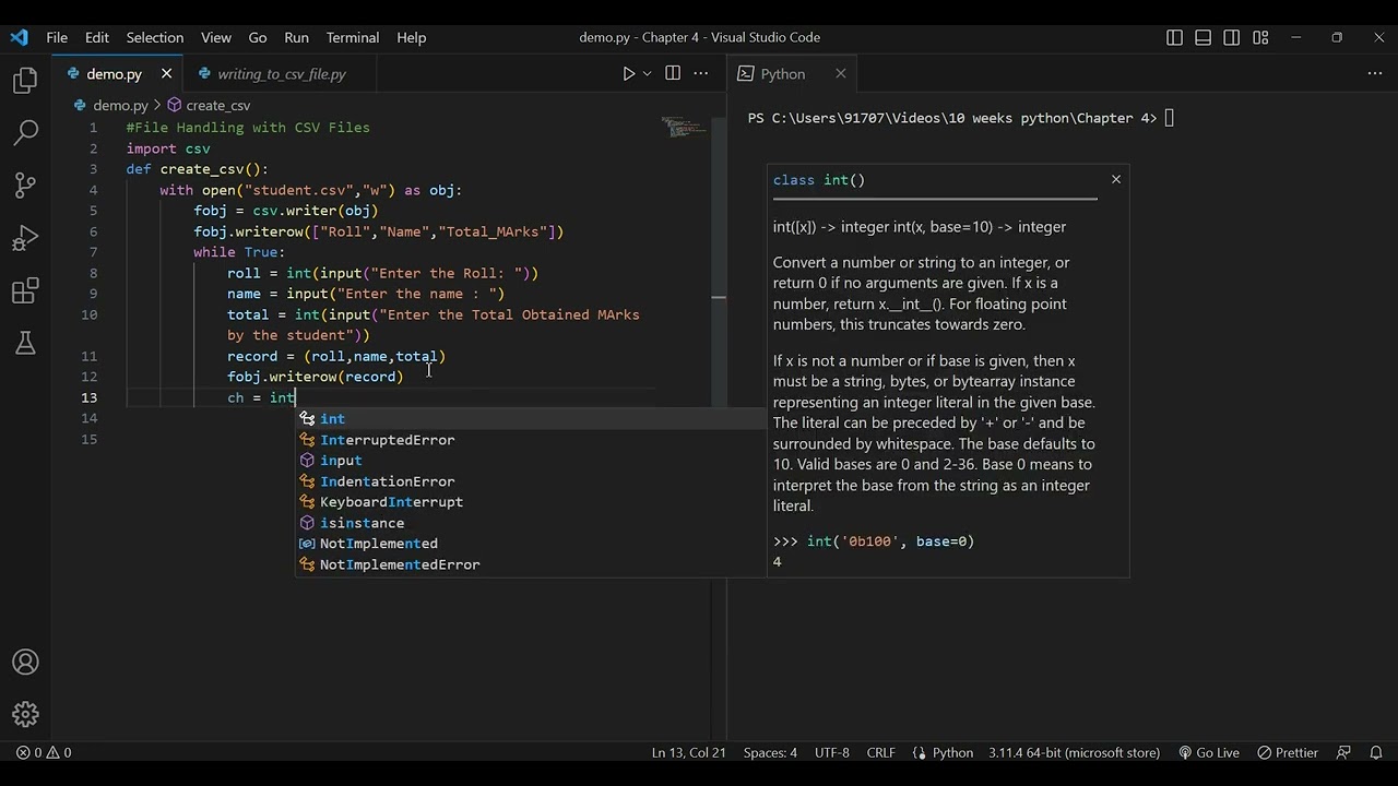 Chapter  4.3 | Working with the csv files in Python