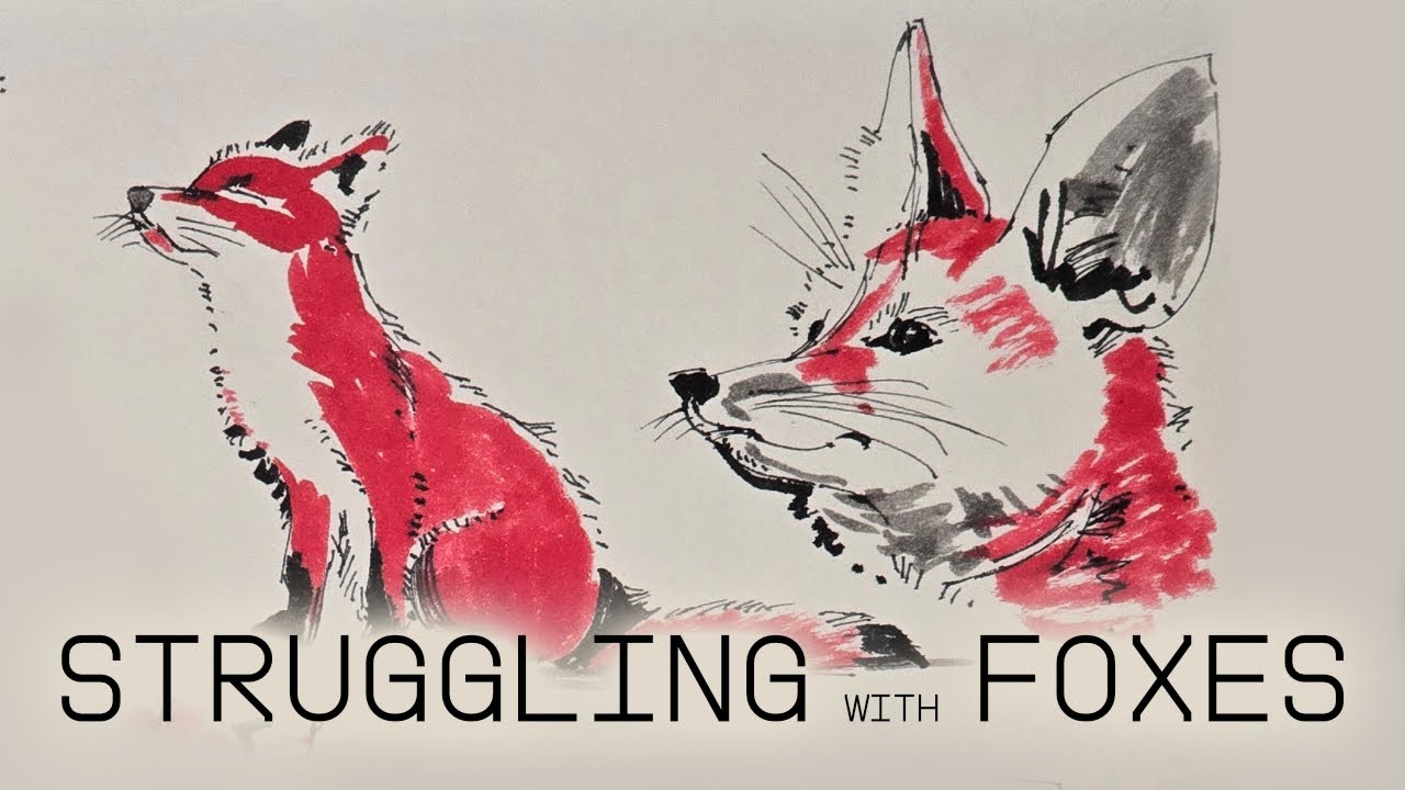 Drawing foxes with pens and ink