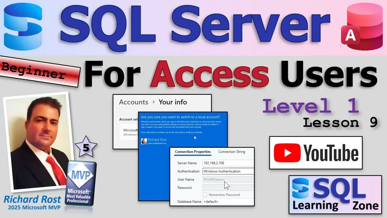 SQL Server для пользователей Access — для начинающих, урок 9: учетные записи Microsoft и локальны...