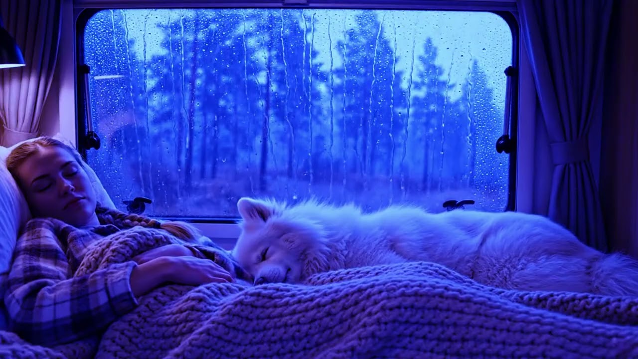 Night Rain Sounds with Soft Thunder | Dark Calm Sleep Ambience