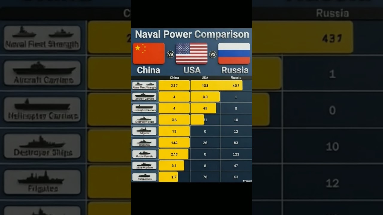 ⚓🌍 Naval Power Comparison: China 🇨🇳 vs USA 🇺🇸 vs Russia 🇷🇺 — Who Dominates the Seas? 🚢🔥