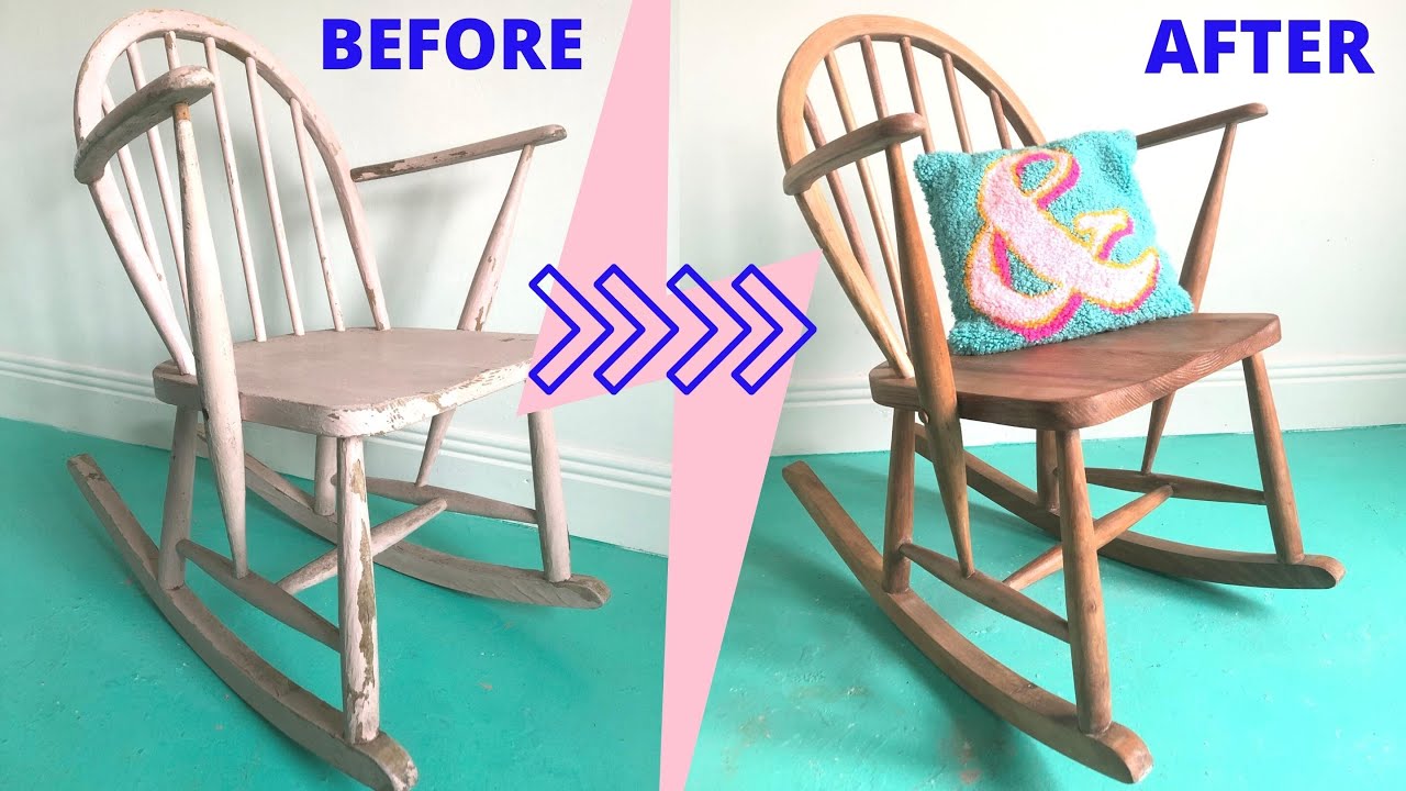 Removing Chalk paint and getting back to the wood grain Rocking Chair