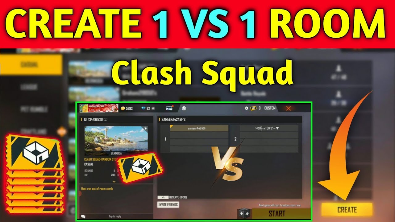 🔥How To Create 1 vs 1 Custom Room In Free Fire Clash Squad 2022🔥Create 1vs1 Custom Room In Free Fire