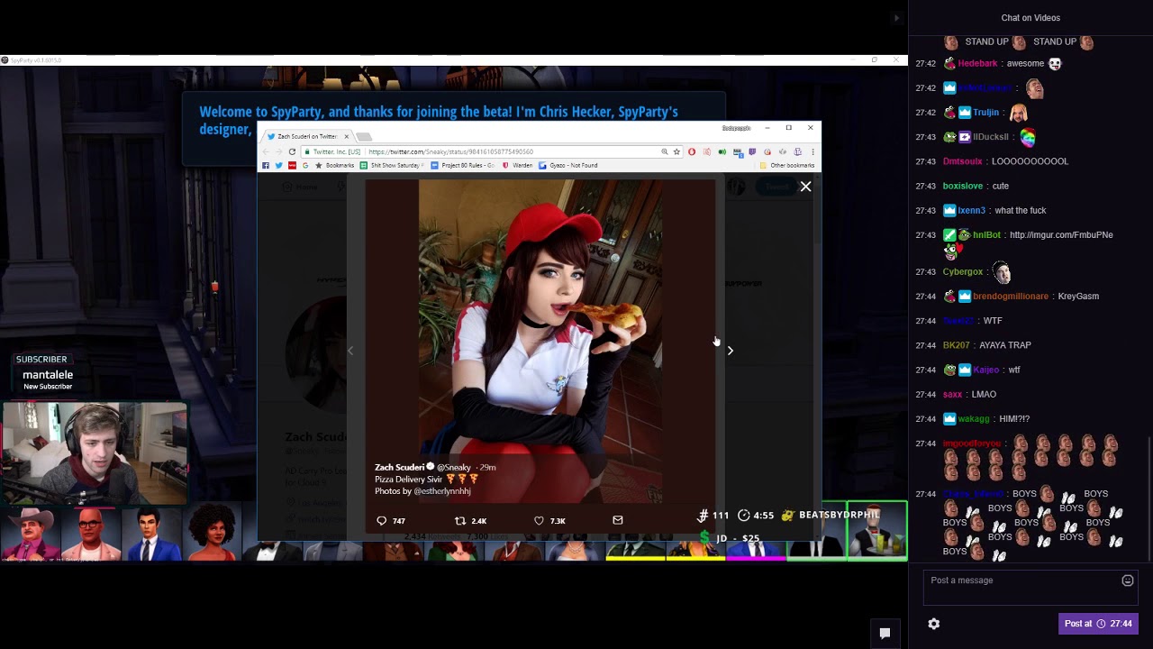 Sodapoppin reacts to C9 Sneaky Pizza Delivery Sivir Cosplay with chat and Twitter reply!