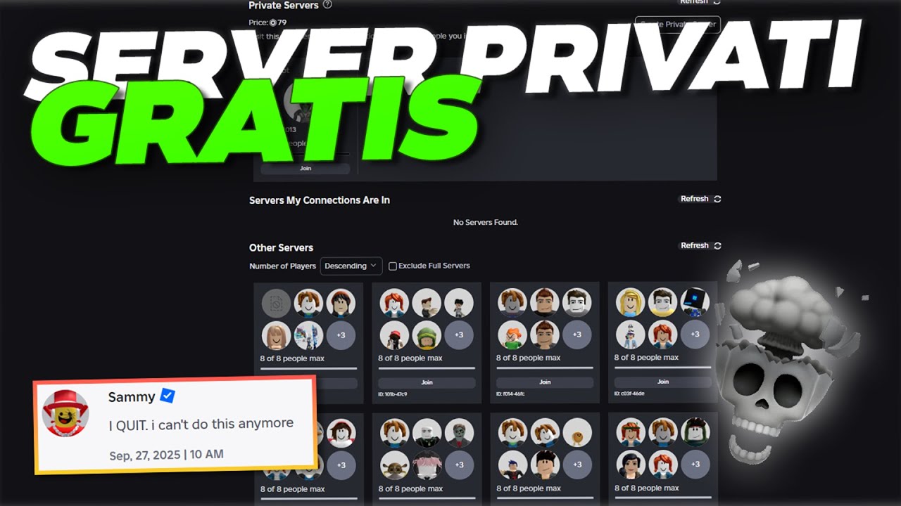 COME OTTENERE SERVER PRIVATI GRATIS INFINITI SU STEAL A BRAINROT