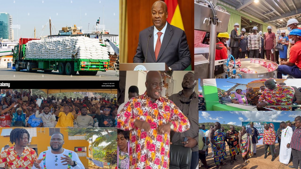 Prez Mahama & Agric Minister Donates 2000 Fertilizers & Cuts Sod 4 Tomato Factory In Agogo 4 Farmers