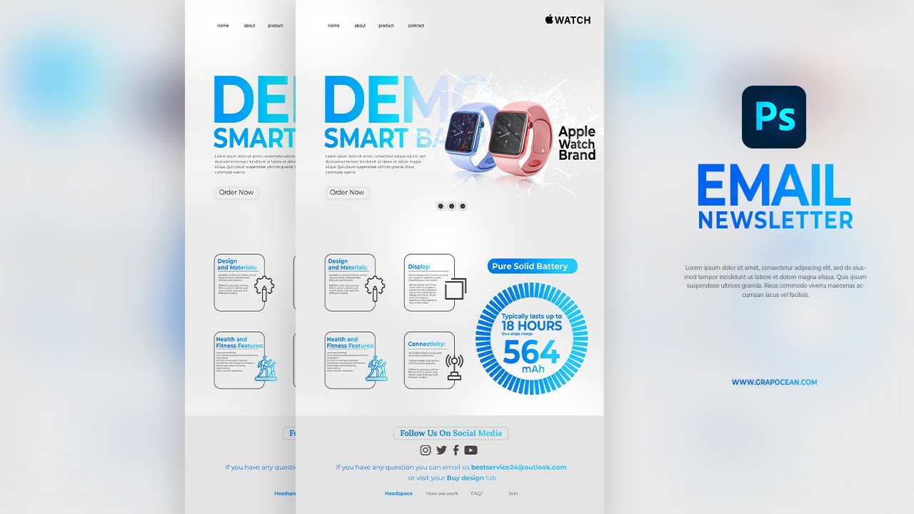 How to Design Professional marketing email newsletter | Adobe Photoshop