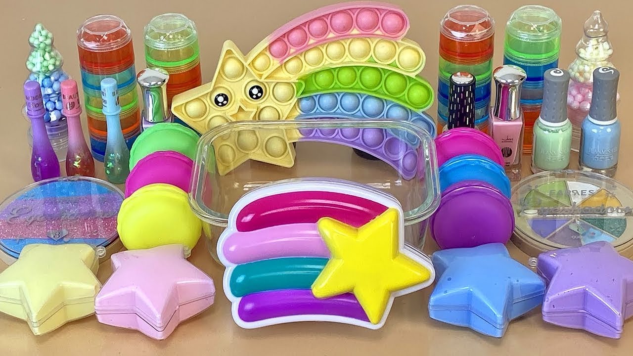 ASMR SLIME. Compilation slime #7. Mixing makeup, glitter, beads. Relaxing video.