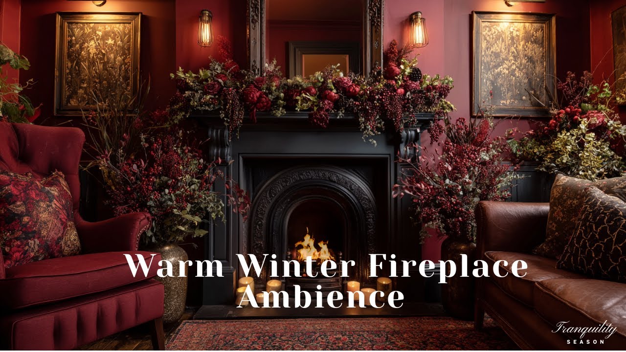 Warm Winter Fireplace Ambience | NO ADS | Winter Crackling Fire Sounds
