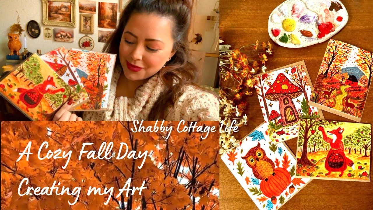 A Cozy November Day, Art Print Shop Launch, Vintage Laces #cozyvlog #cottagecore #artvlog #vintage