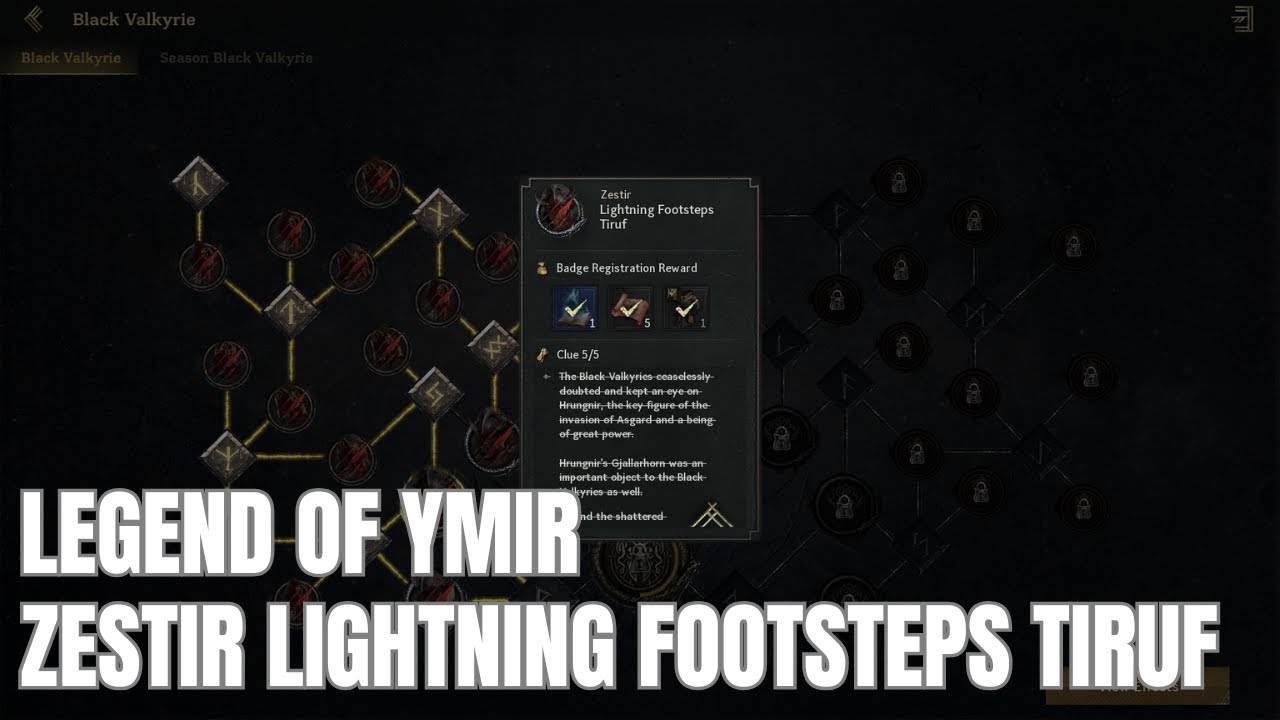 Legend of YMIR | BLACK VALKYRIE LOCATION: Zestir Lightning Footsteps Tiruf