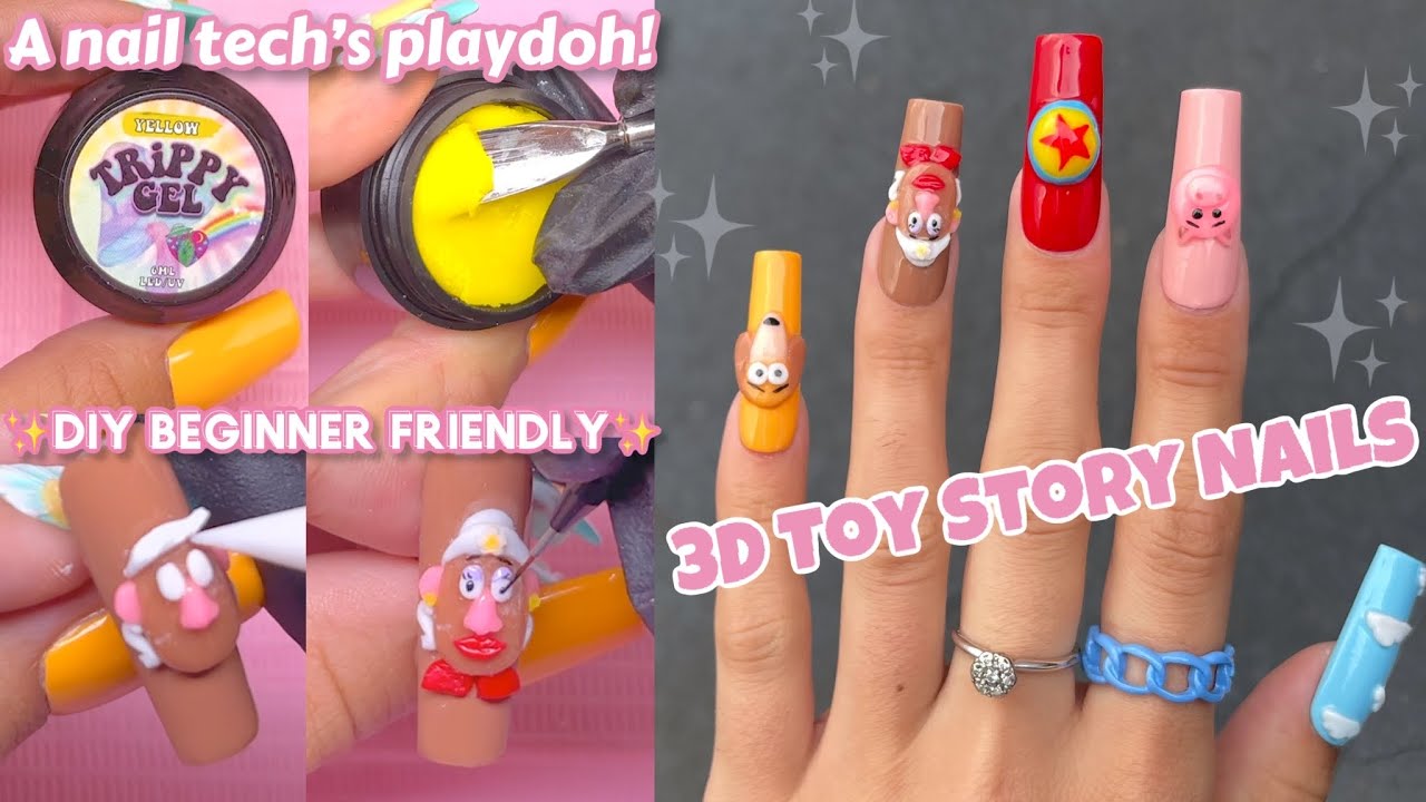 3D TRIPPY GEL TOY STORY NAIL ART!! NailzByDev Nail Sculpting Gel On Press Ons | A Nail Techs Playdoh