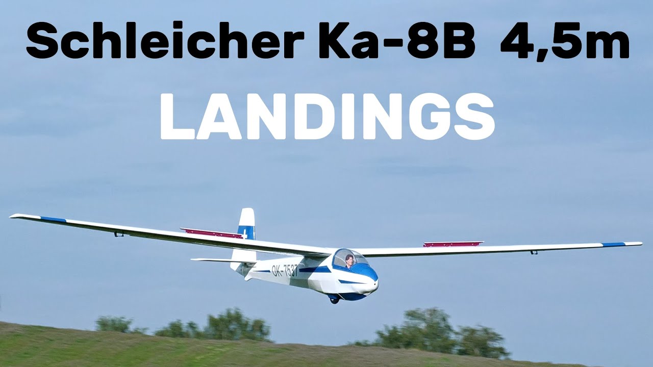 Schleicher Ka-8B Phoenix Model | LANDINGS | 4,5m scale RC glider | 4K | Jirice 2024