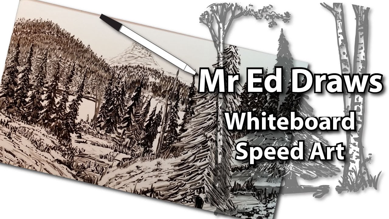 Dry Erase Whiteboard Art - How To Draw Mountains and Pines - Mr Ed Draws