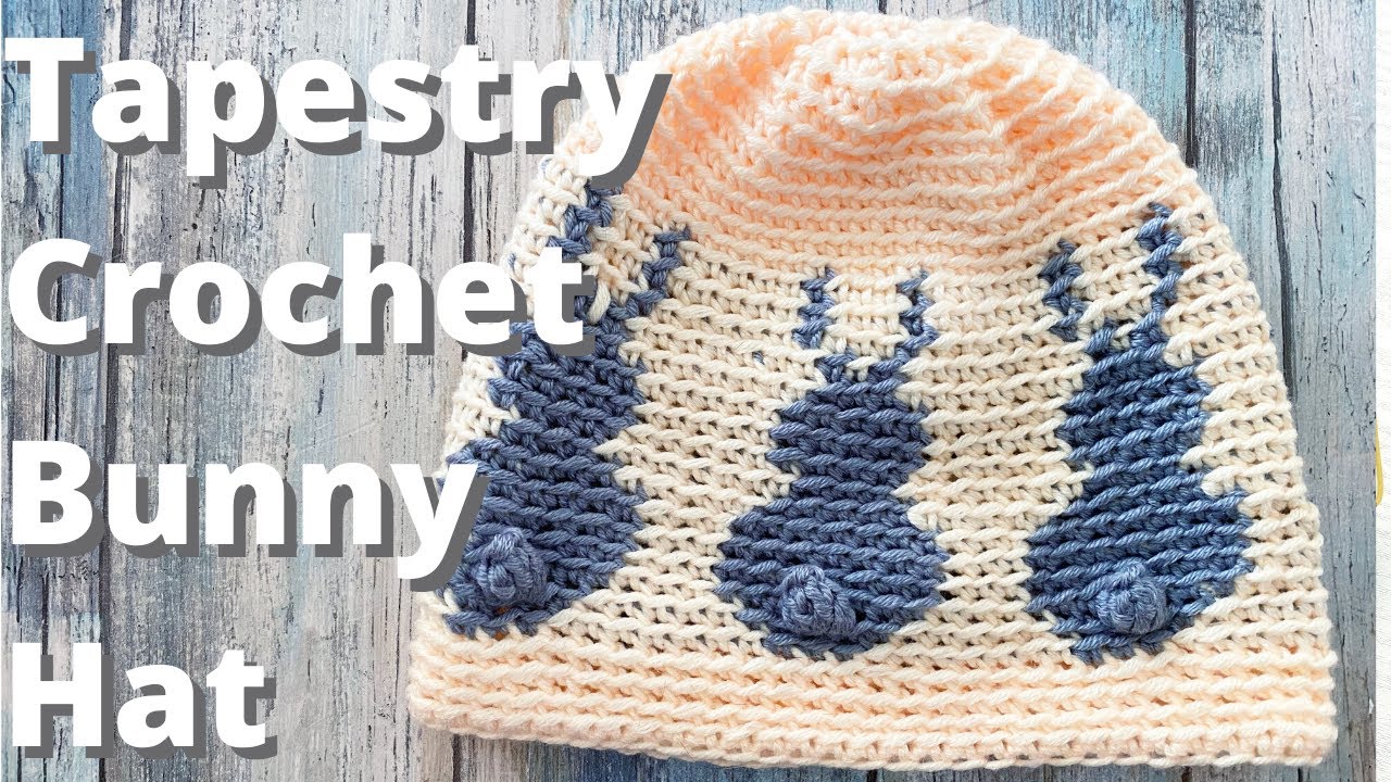 Easy Quick Fun Tapestry Crochet Hat Pattern with Bunny Rabbit Motif Chart Beginner Project Free