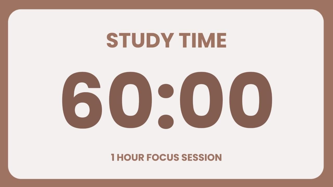 1 Hour Study Timer ⏱️📚 | Focus Countdown | No Music | Bell Sound🔔