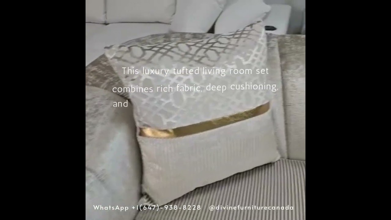 Luxury Living Room Sofa Set with Gold Accents  