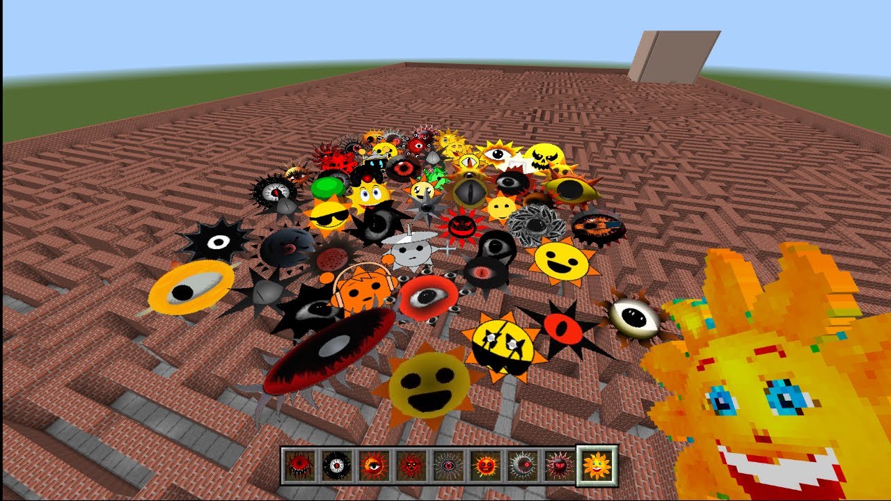 Incredibox SPRUNKI Mr. Sun All Phases In Maze MOD in Minecraft PE