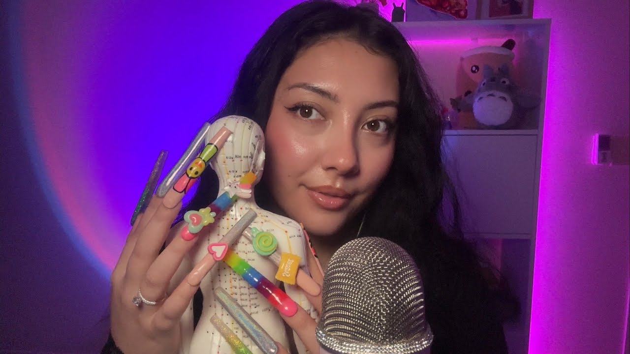 ASMR with XXL Nails 💗 acupuncture doll, energy rain, spiders crawling up your back! Angi's CV