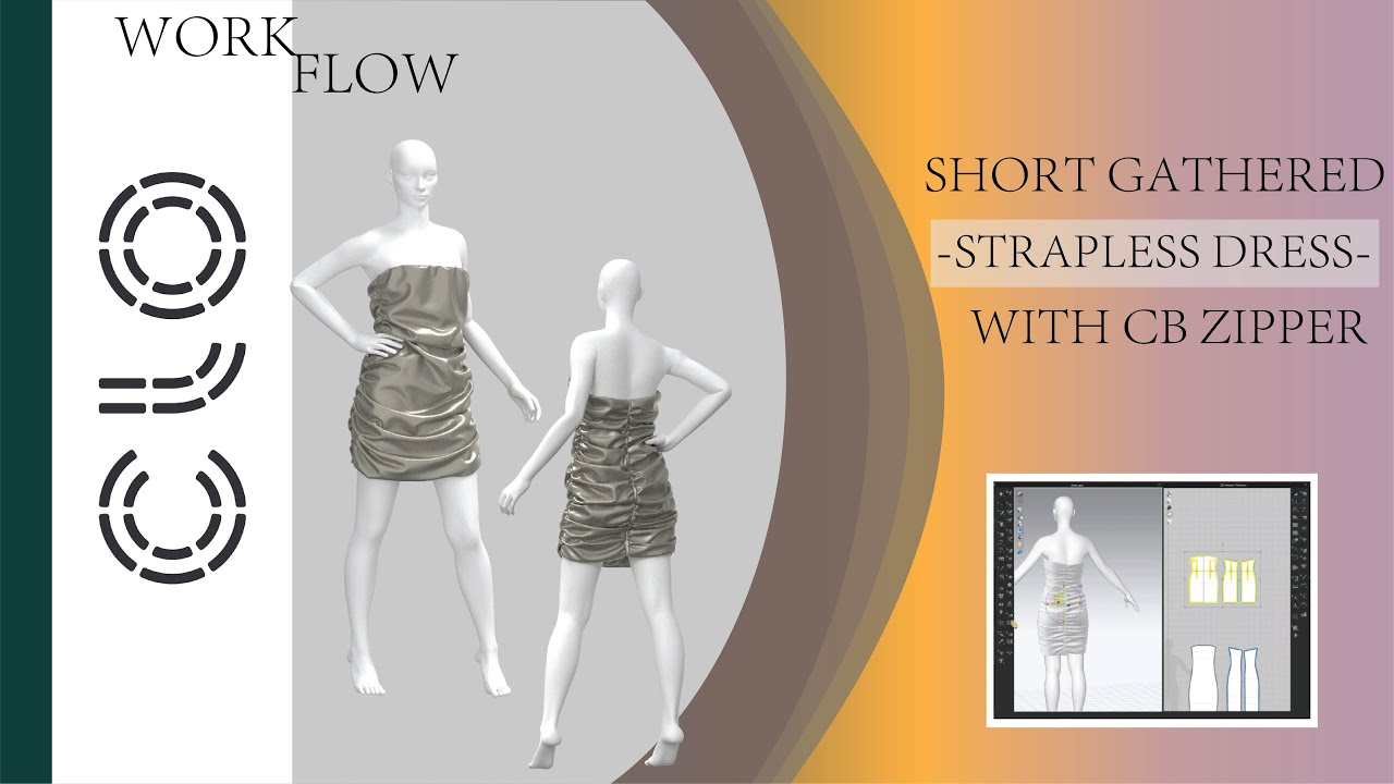 How to make fashion gathered dress CLO 3D TUTORIAL | drafting basic pattern | WORKFLOW |