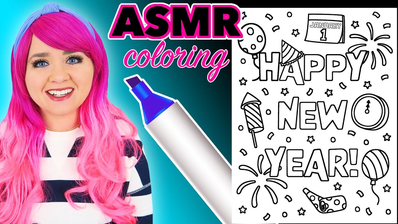ASMR Coloring Happy New Year 2023 | Calming ASMR Coloring for Relaxation & Stress-Relief
