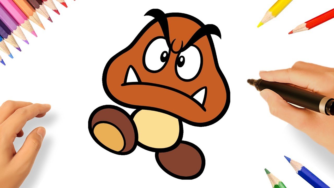 CÓMO DIBUJAR A GOOMBA FACIL | SUPER MARIO BROS