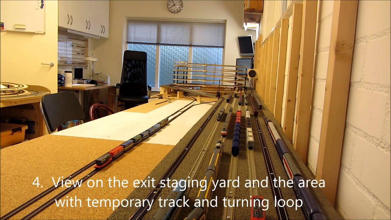 Arnhegen III (8) N-scale: WinDigiPet digital N-scale model railroad:  A staging yard in operation