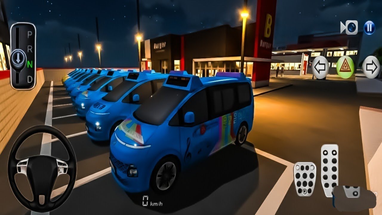 All New Blue Colour School Ven Collect The Parking Gass Pump Driving Class Game-3D Simulator #night 