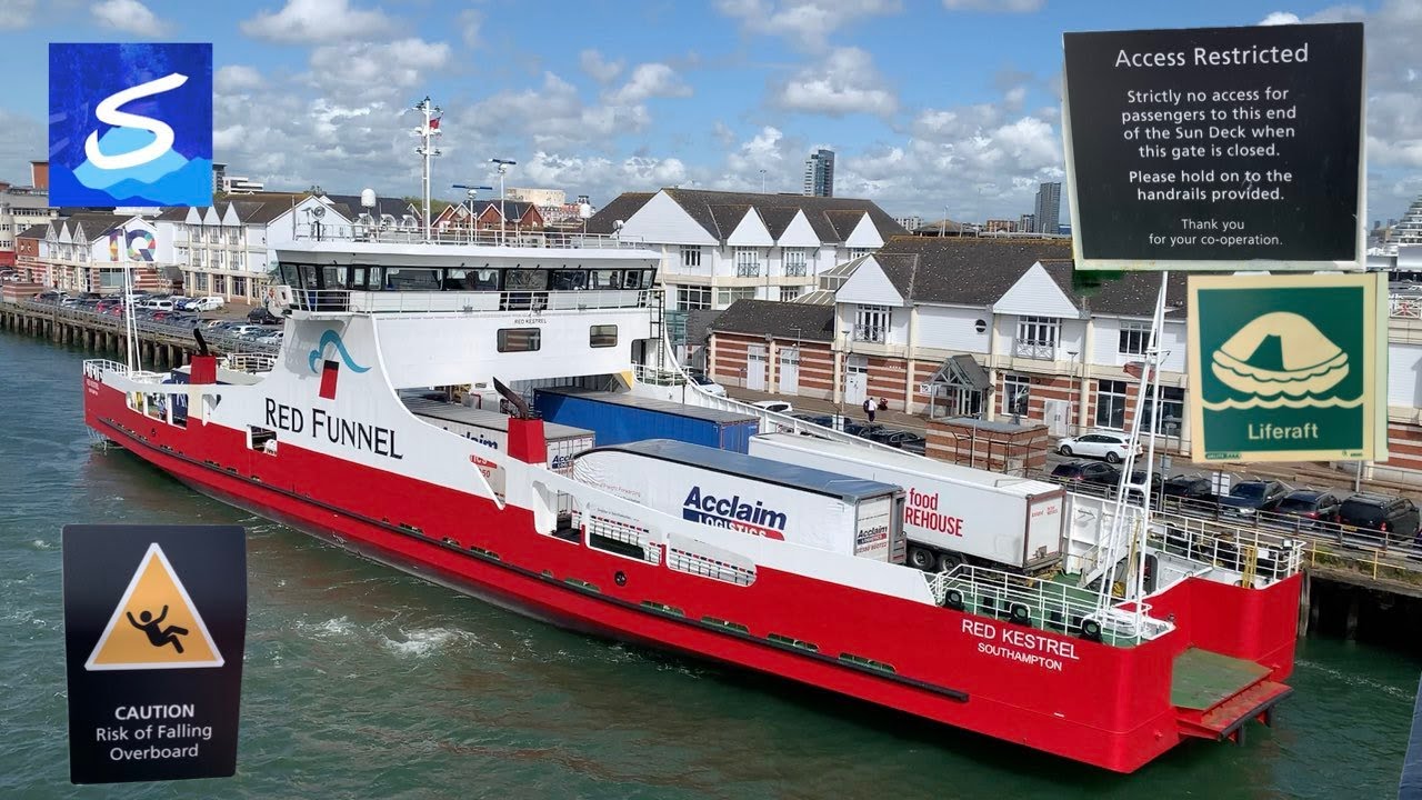 WARNING! OVERBOARD!  Off to Cowes Isle of Wight with Red Funnel Ferries from Southampton, England.