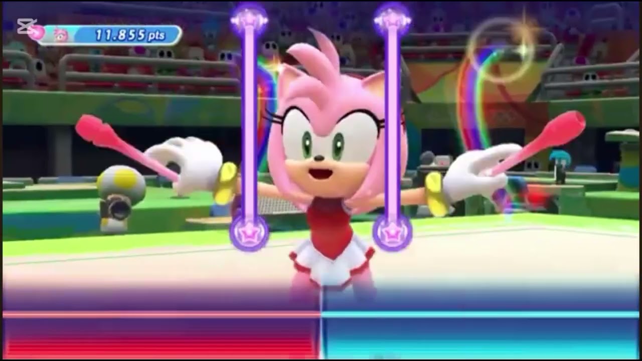 Mario and sonic at the rio 2025 Olympics games Rhythm gymnastics with Amy rose