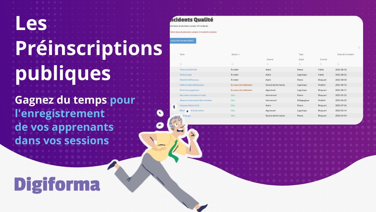 Les fonctionnalit&eacute;s Digiforma - Les pr&eacute;inscriptions publiques