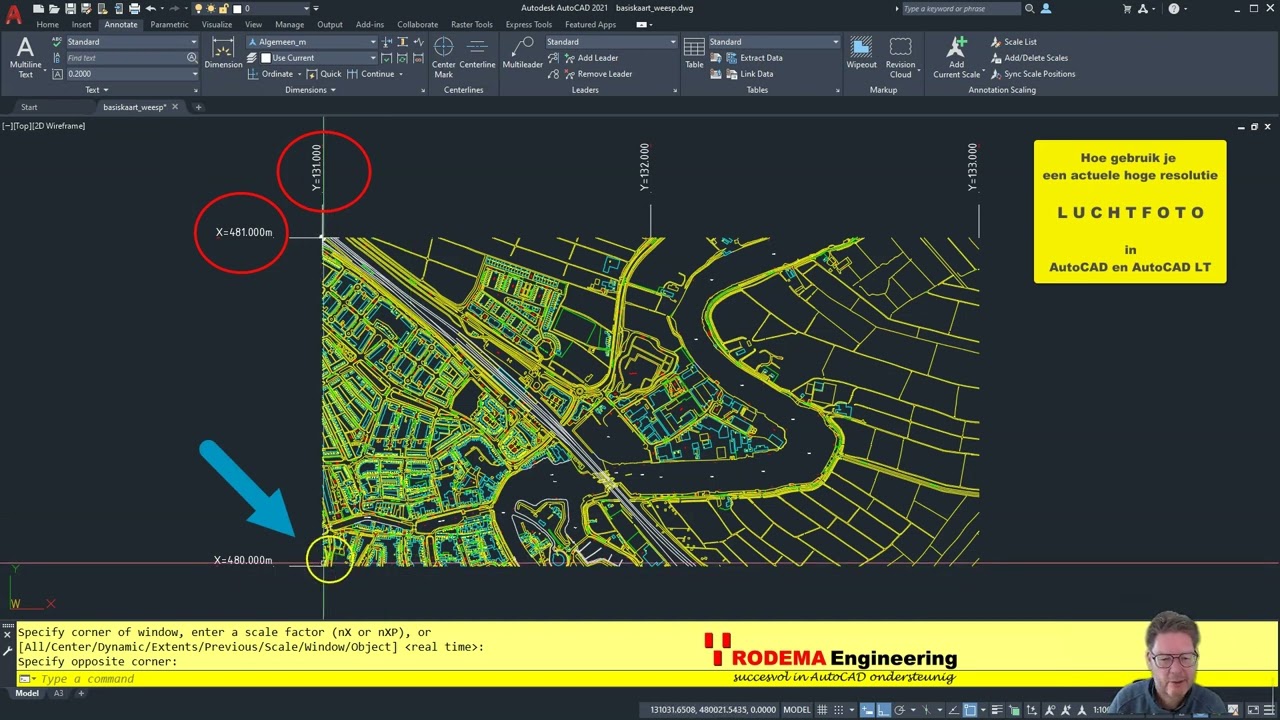 Luchtfoto in AutoCAD en BricsCAD