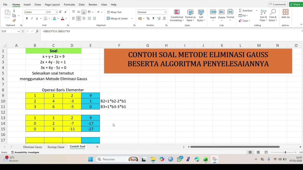 Tugas Akhir Metode Numerik - METODE ELIMINASI GAUSS - Nur Faizah