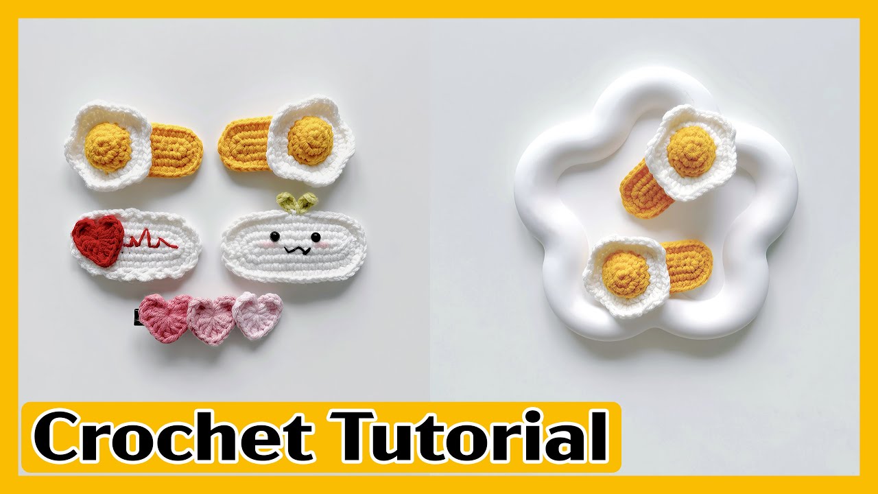 Easy Crochet Fried Egg Hair Clip | Crochet Hair Accessories | How to Crochet a Fried Egg
