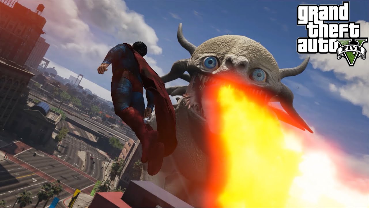 SUPERMAN VS KAIJU IN GTA 5 - DCU - SUPERMAN 2025