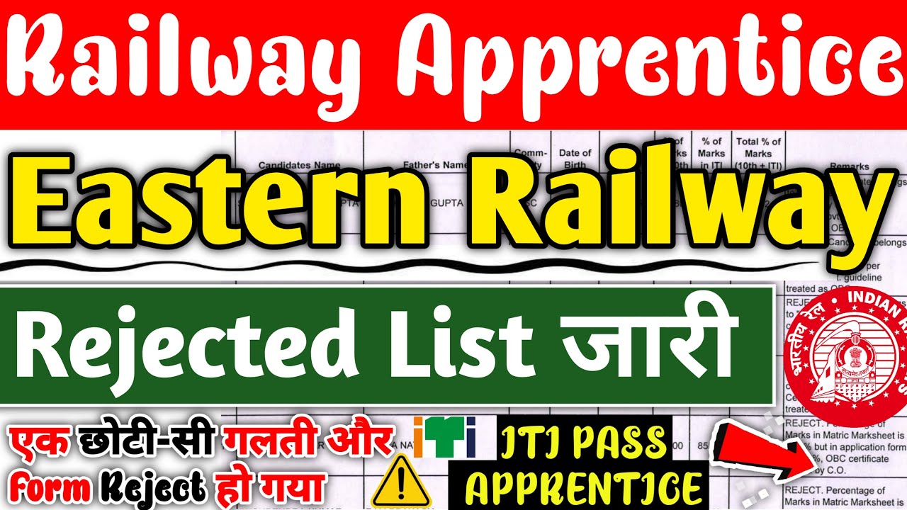 Eastern Railway Apprentice 2023 | Rejected Candidates List जारी हुआ, ITI Pass Railway Apprentice