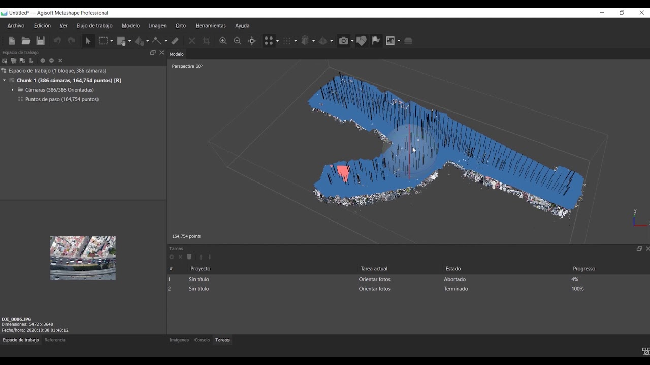 Agisoft Metashape - Creación de Ortofoto sin puntos de control