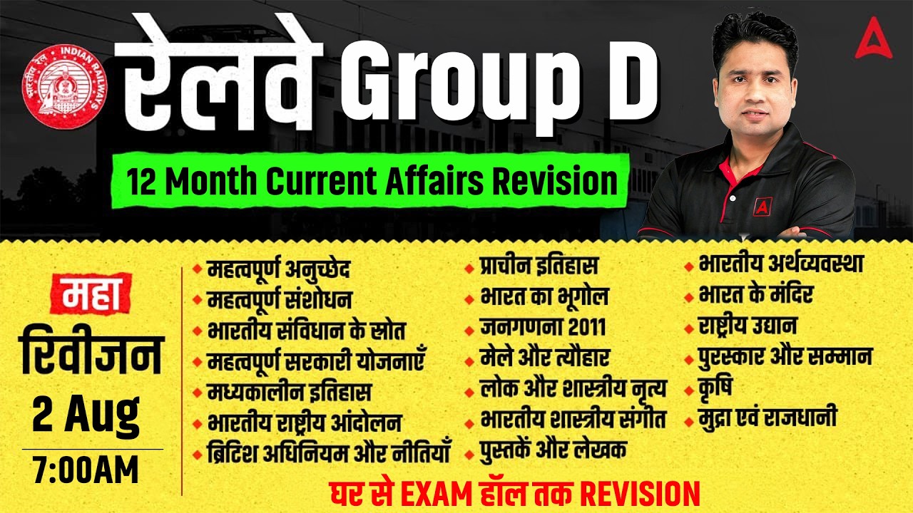 RRB Group D Current Affairs 2026 | Last 12 Month Current Affairs | Group D Current Affairs Marathon