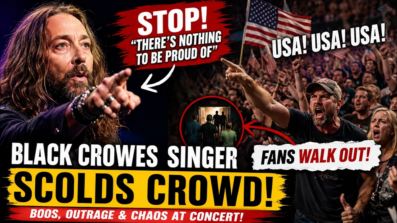 Chris Robinson addresses audience chanting USA at Tampa concert - Black Crowes Singer SHUTS DOWN